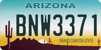 AZ license plate BNW3371