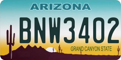 AZ license plate BNW3402