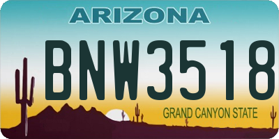 AZ license plate BNW3518