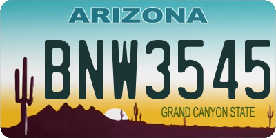 AZ license plate BNW3545