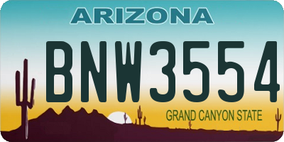 AZ license plate BNW3554