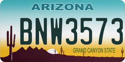 AZ license plate BNW3573