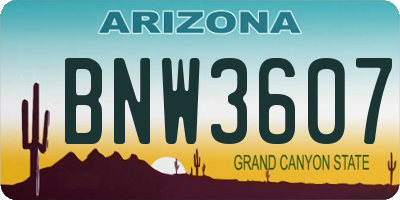 AZ license plate BNW3607