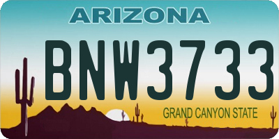 AZ license plate BNW3733