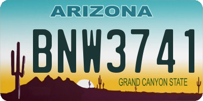 AZ license plate BNW3741