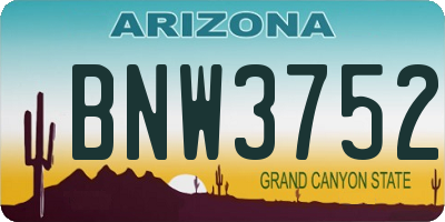 AZ license plate BNW3752