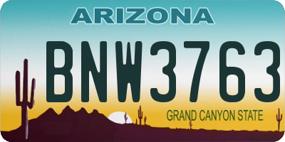AZ license plate BNW3763