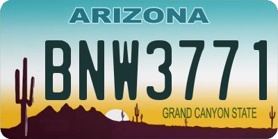 AZ license plate BNW3771