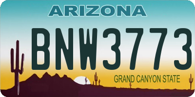 AZ license plate BNW3773