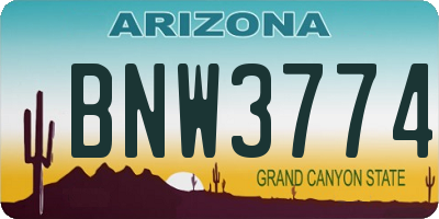 AZ license plate BNW3774
