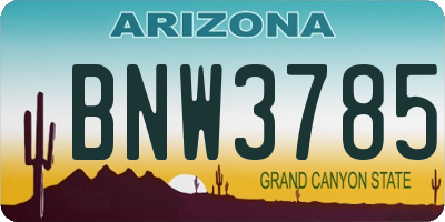 AZ license plate BNW3785