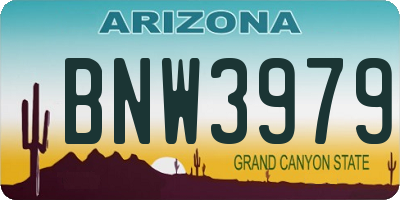 AZ license plate BNW3979