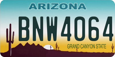 AZ license plate BNW4064