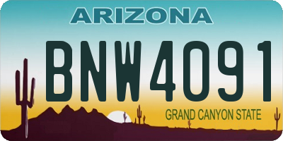 AZ license plate BNW4091