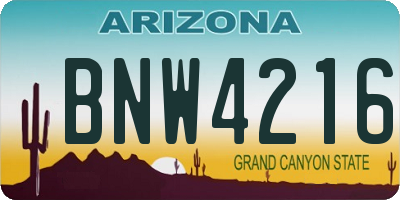 AZ license plate BNW4216