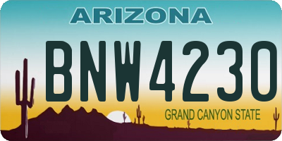 AZ license plate BNW4230