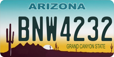 AZ license plate BNW4232