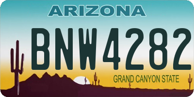 AZ license plate BNW4282