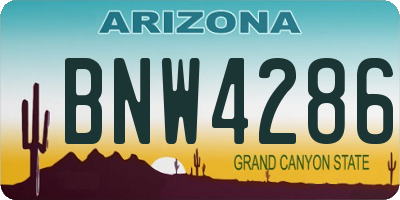 AZ license plate BNW4286