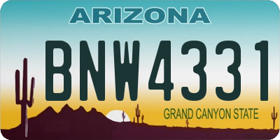 AZ license plate BNW4331