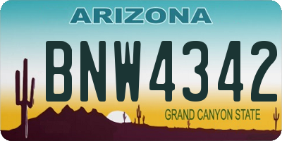 AZ license plate BNW4342