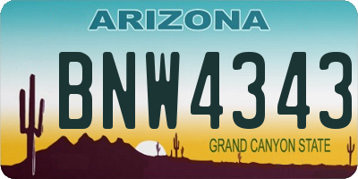 AZ license plate BNW4343