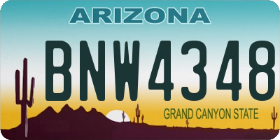 AZ license plate BNW4348