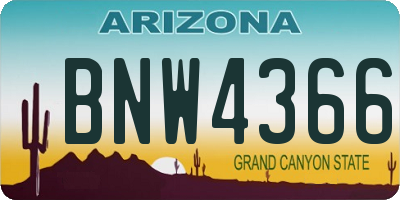 AZ license plate BNW4366