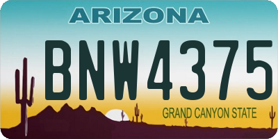 AZ license plate BNW4375