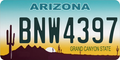 AZ license plate BNW4397
