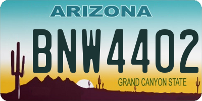 AZ license plate BNW4402