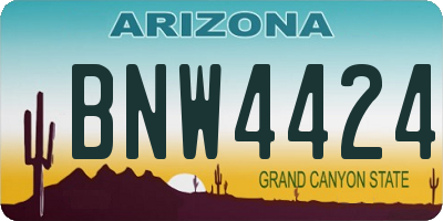AZ license plate BNW4424