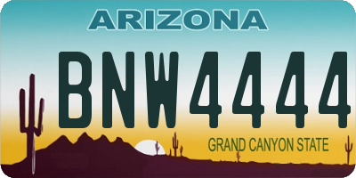 AZ license plate BNW4444