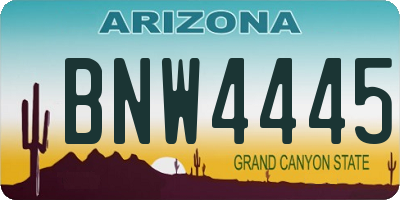 AZ license plate BNW4445