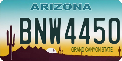 AZ license plate BNW4450