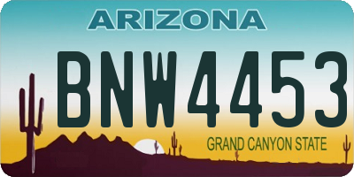 AZ license plate BNW4453