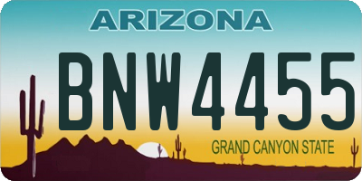 AZ license plate BNW4455