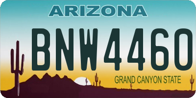 AZ license plate BNW4460