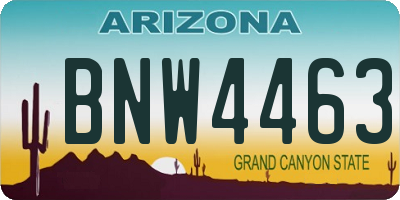 AZ license plate BNW4463