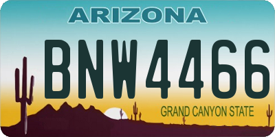 AZ license plate BNW4466