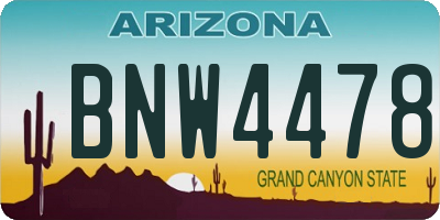 AZ license plate BNW4478