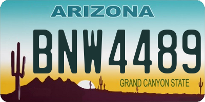 AZ license plate BNW4489