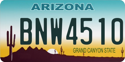 AZ license plate BNW4510