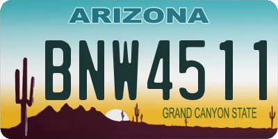 AZ license plate BNW4511