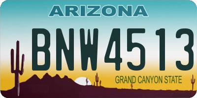 AZ license plate BNW4513