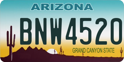 AZ license plate BNW4520