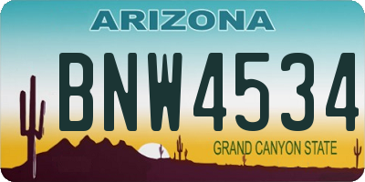 AZ license plate BNW4534