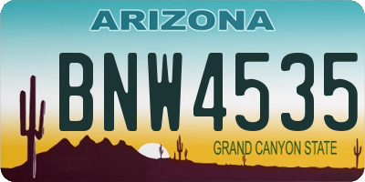 AZ license plate BNW4535