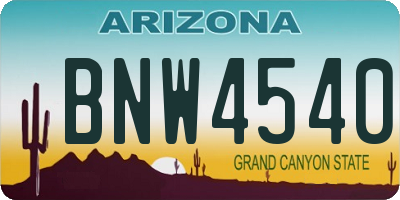 AZ license plate BNW4540