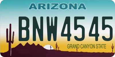 AZ license plate BNW4545